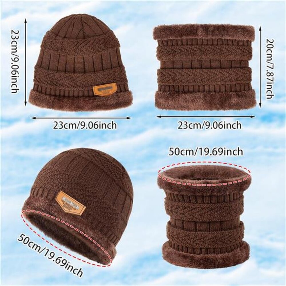 6Pcs Kids 3-in-1 Winter Warm Set, Black & Brown - Picture 2 of 8